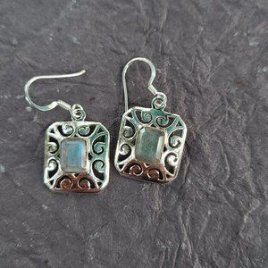 Labradorite Sterling Silver Earrings-Sterling Silver Earrings-Gemstone Earrings